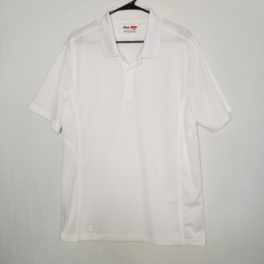 Fila White Polo Sport Athletic Golf Shirt Size Large
